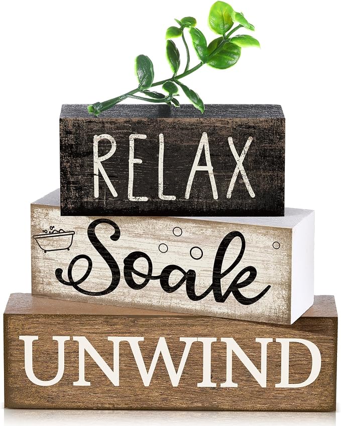 Moucuny 4 Pcs Bathroom Shelf Decor Sign Farmhouse Bathroom Decor and by Moucuny