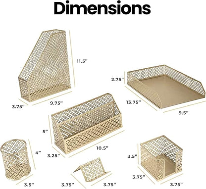 BLU MONACO | Gold Desk Organizer Set - Image 6