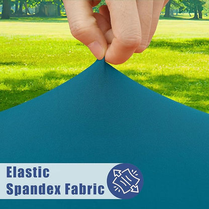 Spandex 4 Foot Rectangle Table Cloth 2 Pack, Elastic Fitted Tablecloths for Picnic, Stretch Washable Patio Table Cover for Outdoor, Camping, Banquet and Parties (Peacock Blue, 30"x48")