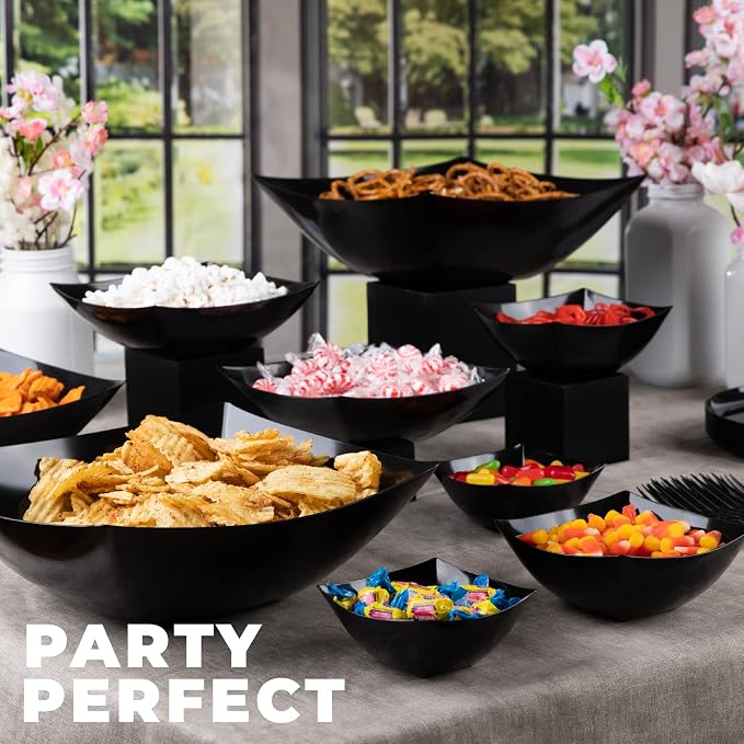 PLASTICPRO Disposable Square Serving Bowls, Party Snack or Salad Bowl, Plastic - Image 4