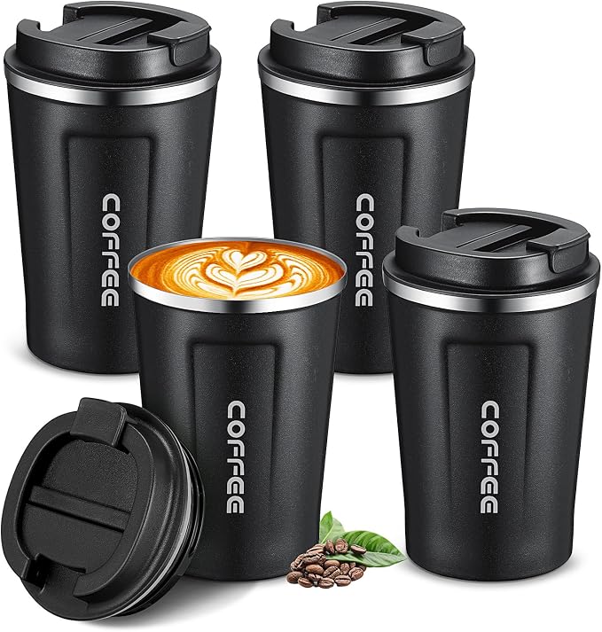 Sieral 4 Pcs 13 oz Travel Coffee Mug Insulated Reusable Coffee Cups by Sieral