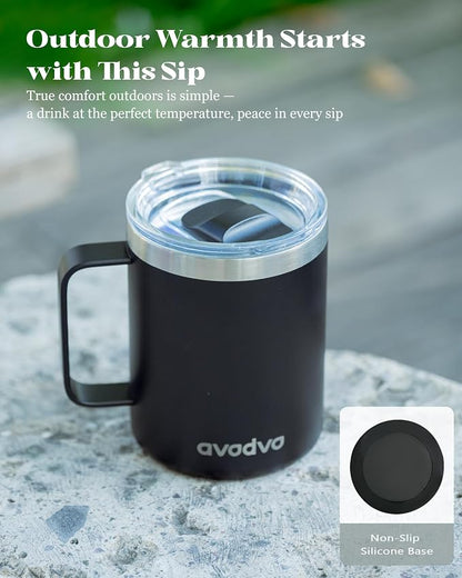 12oz Insulated Coffee Mug with Lid – Includes Two Lids, Stainless Steel Coffee - Image 6