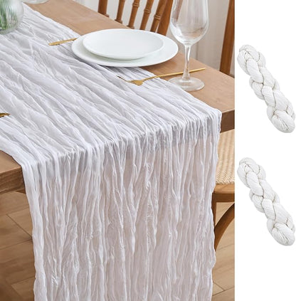 Asee'm 2pcs Cheesecloth Table Runner 120 Inches Long Ivory Boho Gauze Cheese by Aseem