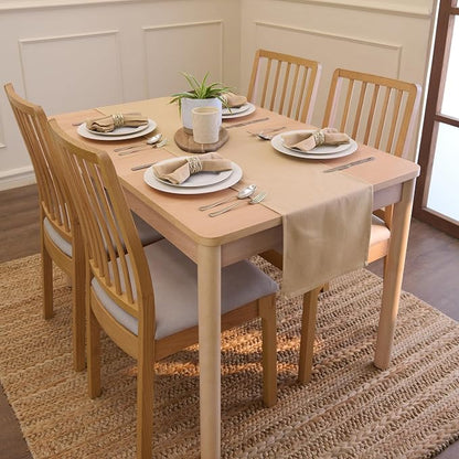 Encasa XO Table Runner, Cotton Canvas Dining Runner 13"x72" | Light Beige - Image 2