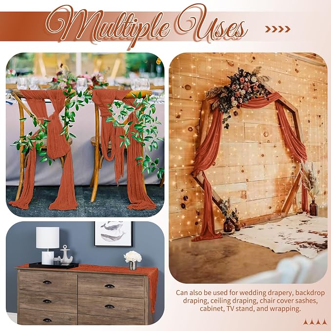 25 Pack Terracotta Fall Table Runner 17 x 108inch Cheesecloth Table Runner Boho - Image 5