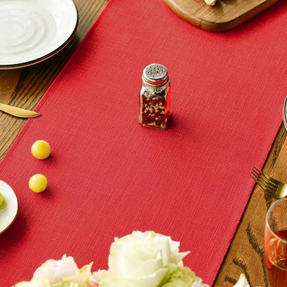 Artoid Mode Red Tassel Table Runner, Christmas Linen Blend Rustic Farmhouse - Image 7