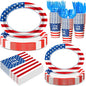 350 Pcs 4th of July Party Decorations 12 inch Disposable Patriotic Oval Plates by Pajean