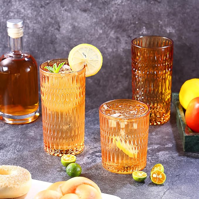 Loivttvv Glassware Drinking Glasses Set of 8, 14 oz Highball Glasses & 10 oz - Image 8
