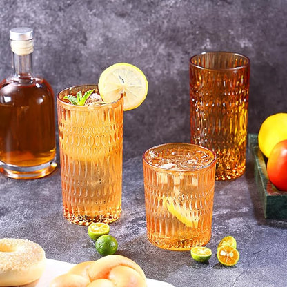Loivttvv Glassware Drinking Glasses Set of 8, 14 oz Highball Glasses & 10 oz - Image 8