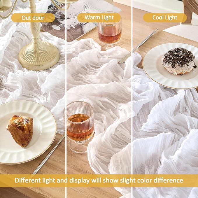 12 Pack White Cheesecloth Table Runner Boho Gauze Wedding Decor | 120 Inch - Image 7