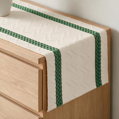 Artoid Mode Emerald Stripe Woven Rustic Table Runner 12x72 Inch | Holiday by ArtoidMode