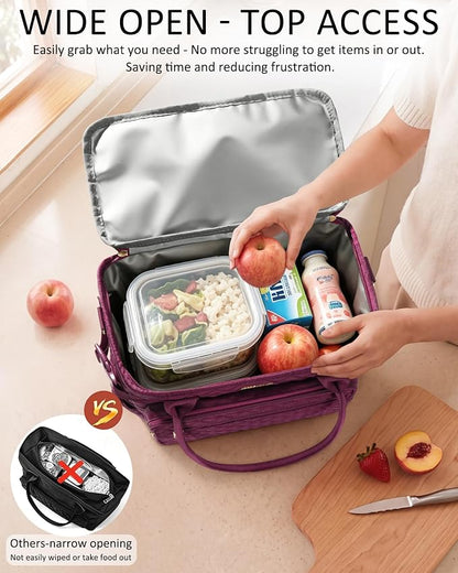 Lunch Box for Women Insulated Lunch Bag Quilted Soft Cooler Tote | 7 Pocket - Image 4