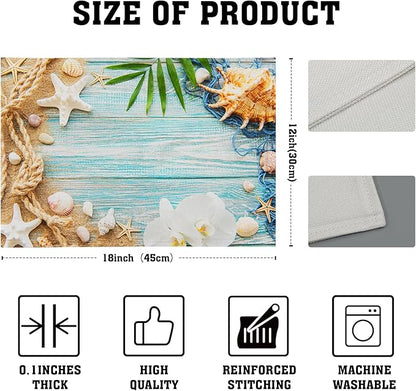 Beach Placemats Set of 4 for Dining Table Nautical Coastal Starfish Place Mats Summer Washable Table Mats Kitchen Decor Cloth Placemats 12x18 inch