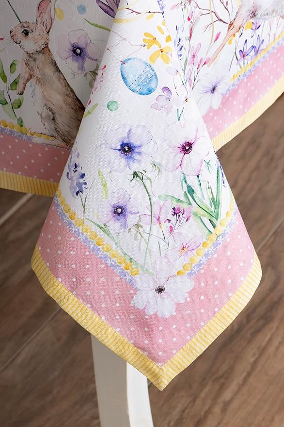 Maison d' Hermine Table Cloth Rectangle Table 100% Cotton 60 x 90 Inches Tablecloth Reusable Decorative for Dining Room Farmhouse Home Valentines Day Decorations Spring Summer - Easter Zest