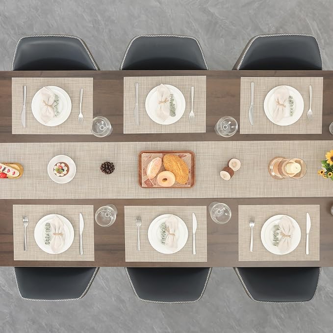 Myir JUN Beige Table Runner Home Decor Dining Table Runners | Vinyl Table - Image 9