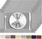 Silver Grey Vinyl Placemats Set of 6, Heat Resistant Table Placemats | 18x12 by Uolr