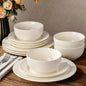 Ceramic Dinnerware Set for 4, 12-Piece Plates and Bowls Set | Lightweight by TheTerra