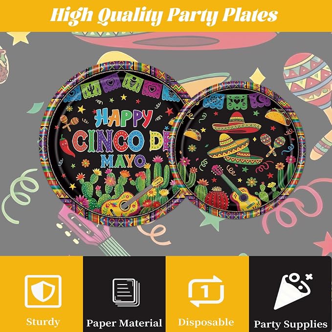 Rakuto Happy Cinco De Mayo Party Decorations, Mexican Theme Taco Forks Birthday - Image 4