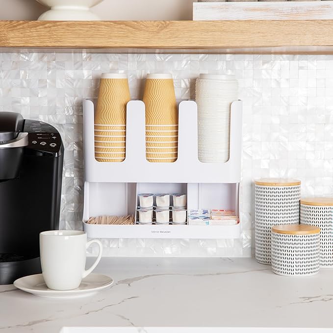 Mind Reader 6 Compartment Upright Breakroom Coffee Condiment and Cup Storage - Image 6
