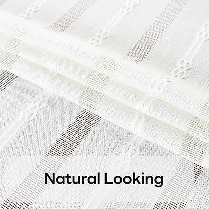 White Cotton Table Cloth for Rectangle Table Heavy Duty Farmhouse Vintage Tablecloth Washable Rustic Table Cover(White, 52''x120'')