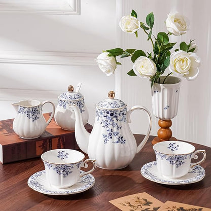 Ceramic Floral Cups with Saucers，7 oz Espresso Cups - Image 7