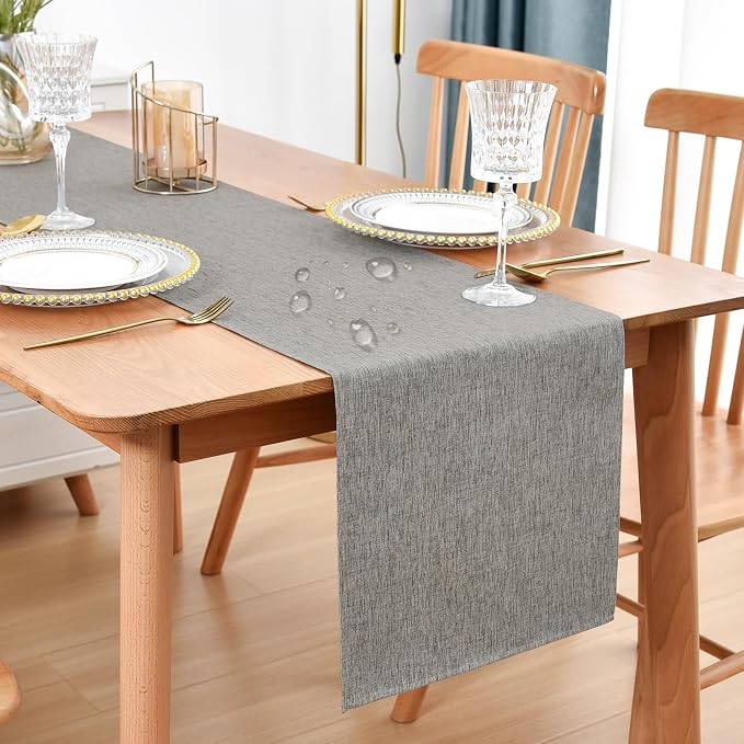 Faux Linen Table Runner Water Resistant 13 x 48 in, Coffee Table Runner by Nacuci