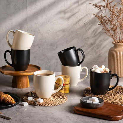 AmorArc 16 oz Coffee Mugs Set of 6, Large Ceramic Coffee Cups Set | Classic - Image 8
