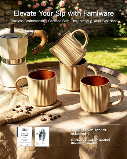 famiware Coffee Mug Set for 6, Star 12 oz Catering Mugs Cup Set - Image 5