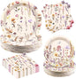 Vintage Wildflower Paper Plates Napkins party Supplies, Serve 60 | 180 Pcs by Osonm