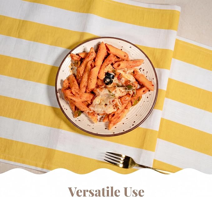 Folkulture Fall Table Runner 72 Inches Long|Yellow & White Vertical Striped | - Image 7