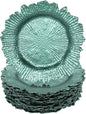 LOYALHEARTDY 24 Pack 13 Inch Green Charger Plates, Plastic Reef Textured Rim Round Decorative Underplates for Wedding, Party, Dinner Table