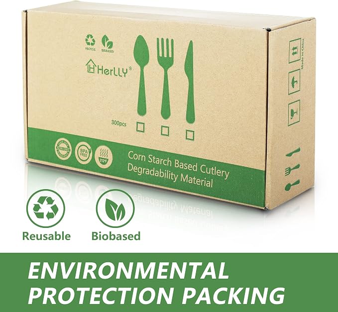 300 Disposable Spoons, Large Biodegradable Eco-Friendly Durable and Heat - Image 2