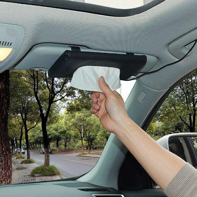 Carstuus Car Tissue Holder, Sun Visor Napkins Holder, Car Accessories | Black - Image 7