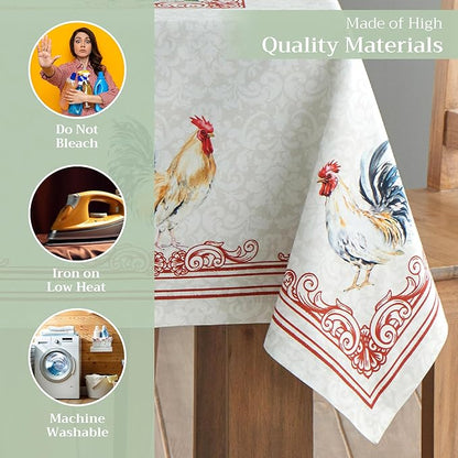 Maison d' Hermine Table Cloth Rectangle Table 100% Cotton 54 x 72 Inches Tablecloth Reusable Decorative for Dining Room Farmhouse Home Valentines Day Decorations Spring Summer - Campagne