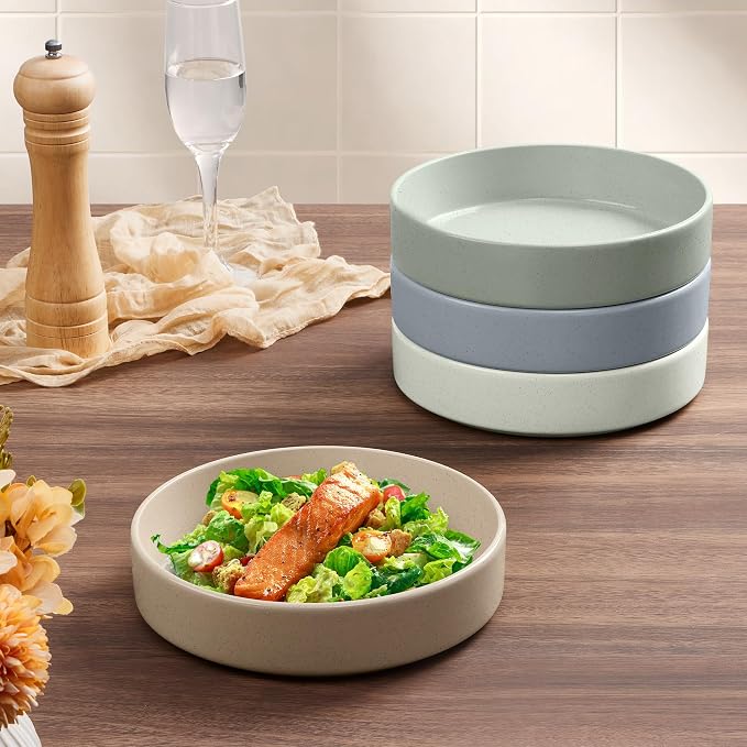 E-far Pasta Bowls Set of 4, 35oz Ceramic Large Salad Bowl Plates - Image 9