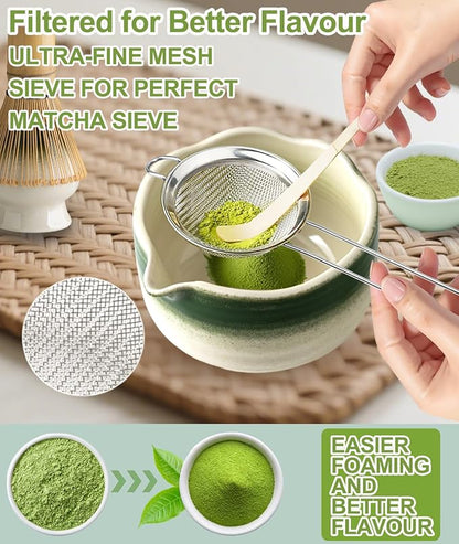JBER Matcha Set, Bamboo Whisk, Powder Sifter - Image 3