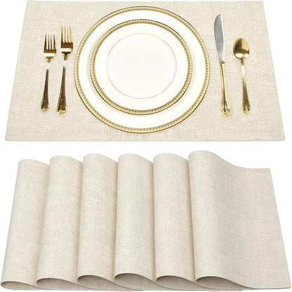 SUEH DESIGN Faux Leather Placemats Set of 6, Wipeable Place Mats Heat Resistant Table Mats Waterproof Dining Table Placemats for Indoor Outdoor Kitchen Dining Table