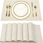 SUEH DESIGN Faux Leather Placemats Set of 6, Wipeable Place Mats Heat Resistant Table Mats Waterproof Dining Table Placemats for Indoor Outdoor Kitchen Dining Table