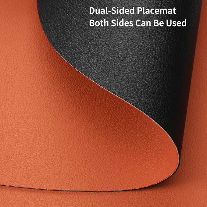 Myir JUN 15 Inches Round Placemats Set of 6 Faux Leather Place Mats | - Image 3