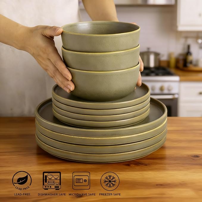 AmorArc Stoneware Cereal Bowls Set of 4, 26oz Soup Ceramic Bowls Set | Modern - Image 7