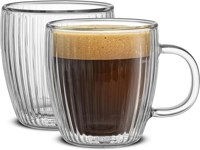 JoyJolt Fluted Glass Espresso Cups, 5.4oz Espresso Cup by JoyJolt