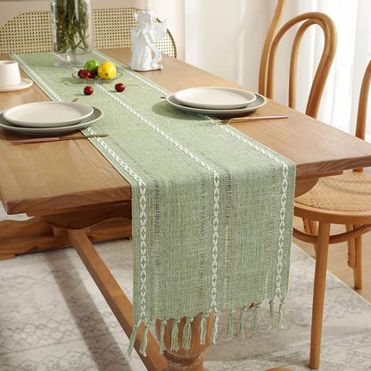 Rustic Boho Table Runner, Linen Table Runner, Farmhouse Table Runners 48 Inches - Image 4