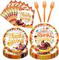 96 Pieces Happy Thanksgiving Tableware Set Party Supplies by GistomeHome