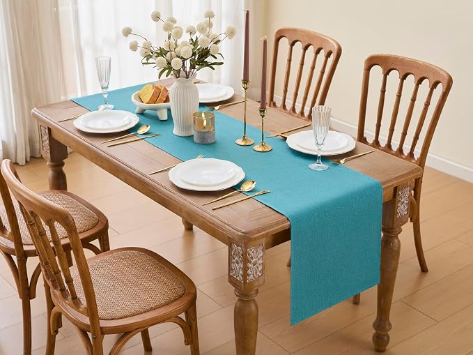 YATOJUZI Teal Table Runner Seasonal Summer Kitchen Dining Coffee Table - Image 6