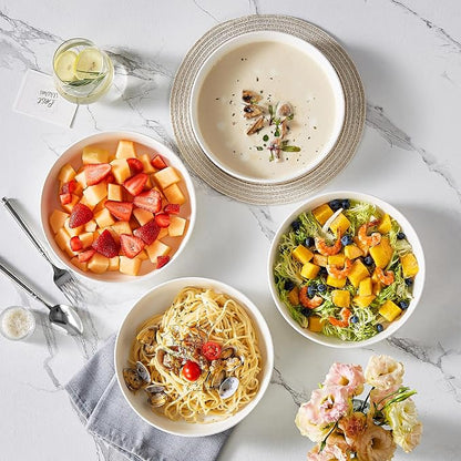 MALACASA 48 Oz Pasta Bowls Set of 4, Ceramic Salad Bowls, and Dishwasher Safe - Image 5