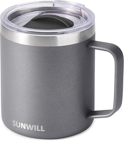 SUNWILL Travel Coffee Mug with Lid, Insulated Tumbler with Handle, 14 oz by SUNWILL