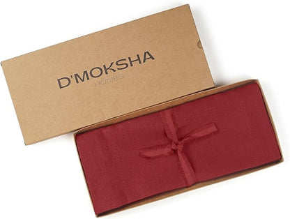 D'Moksha Homes Linen Red Table Runner 36 Inches - 100% Pure Linen Small Table Runner 14 x 36 Inch for Dresser, Coffee Tables, Valentines, Spring - Machine Washable
