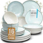 Stoneware dinnerware set 4 persons 16 pcs – Modern style plates and bowls set by PURELIVING