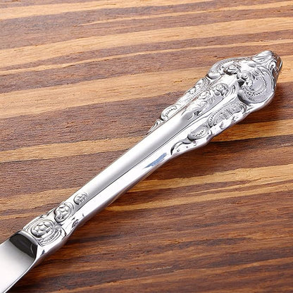 Gold Silverware Set 18/10 Stainless Steel Flatware Sets Palace Style 48 Piece Delicate Cutlery Set for 12 Durable Home Kitchen Wedding Tableware Utensil Include Knifes Teaspoons Forks and Spoons