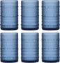 Moretoes 15oz Blue Vintage Hobnail Drinking Glasses Set of 6 | Highball Glass by Moretoes
